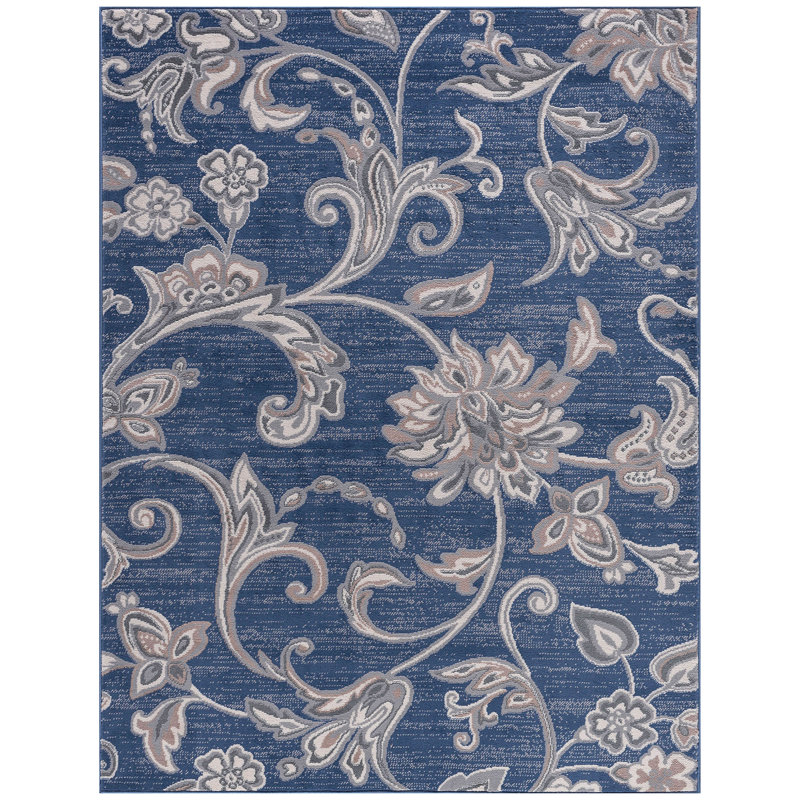 Tapis d'intérieur transitionnel bleu foncé Wealden, Rectangle 8 pi 9 po x 12 pi 3 po