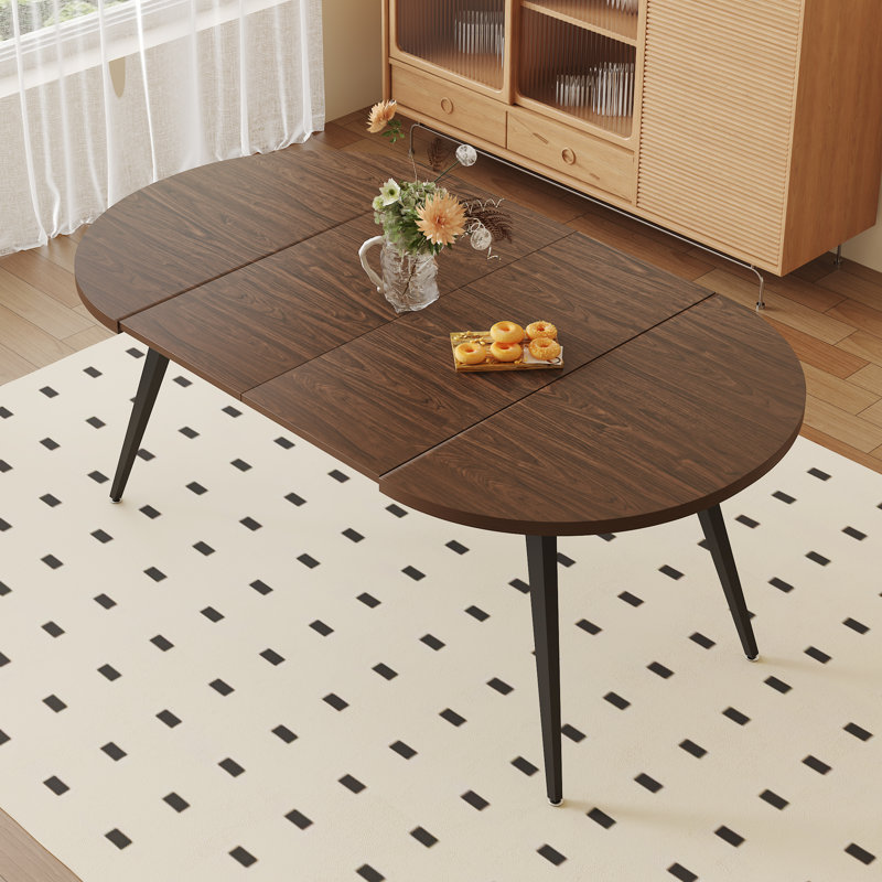 Vesta Extendable Folding Kitchen Dining Table, Brown, Black