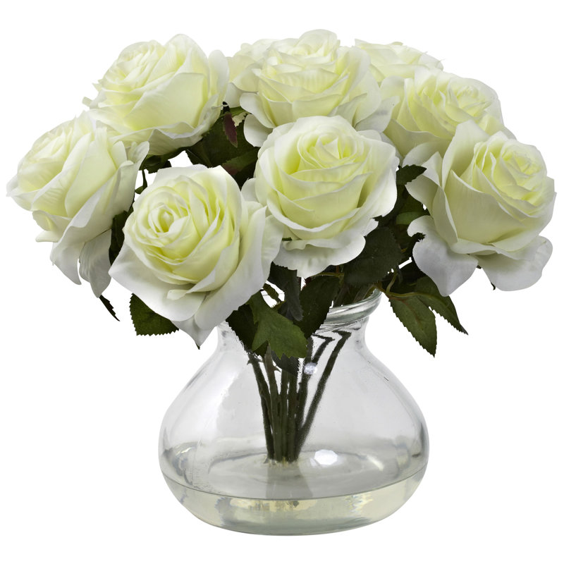 Centre de table Roses dans un vase, Blanc