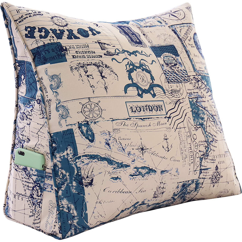 Triangular Backrest Cushion, Ivory Abstract
