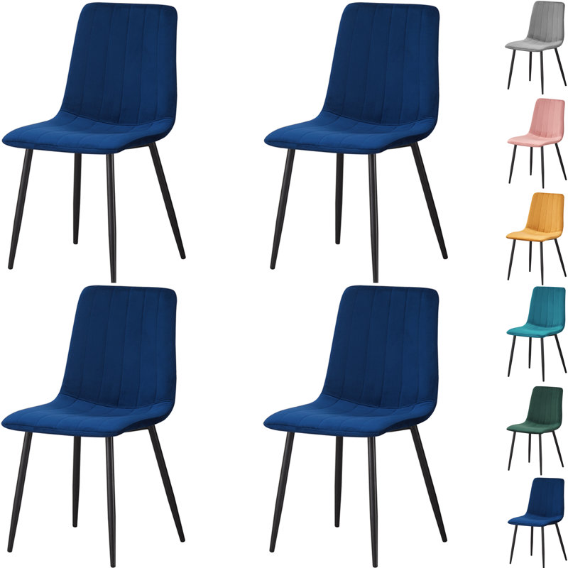 Upholstered Velvet Dining Chair, Navy