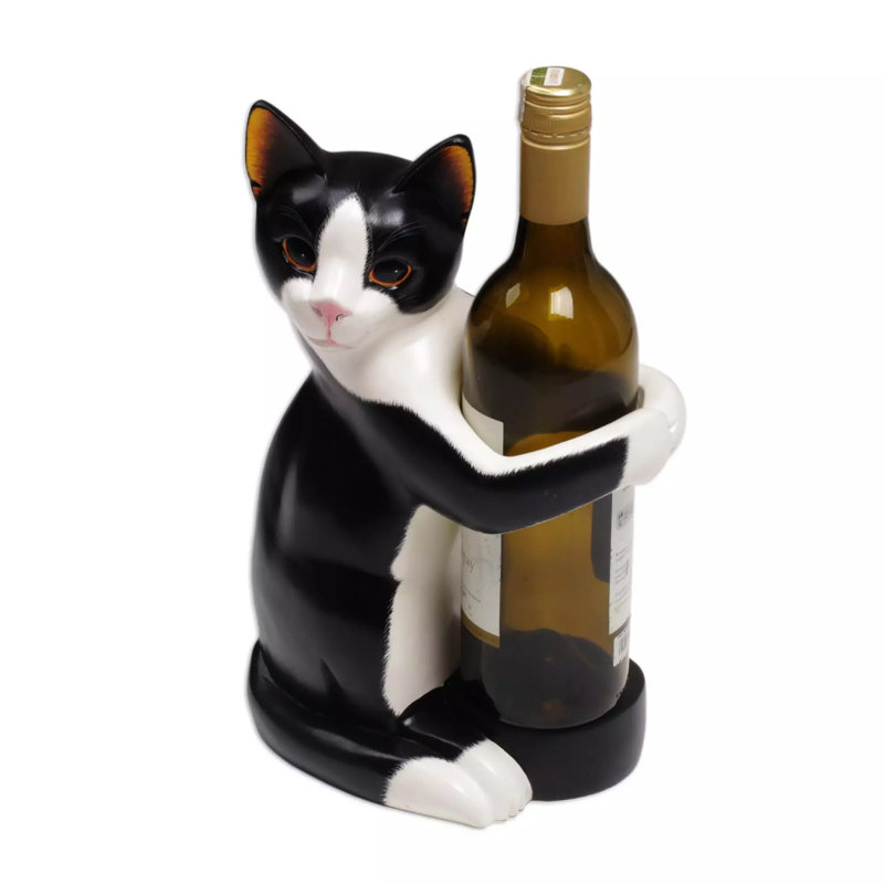Enyeart Solid Wood Tabletop Wine Bottle Rack in Black