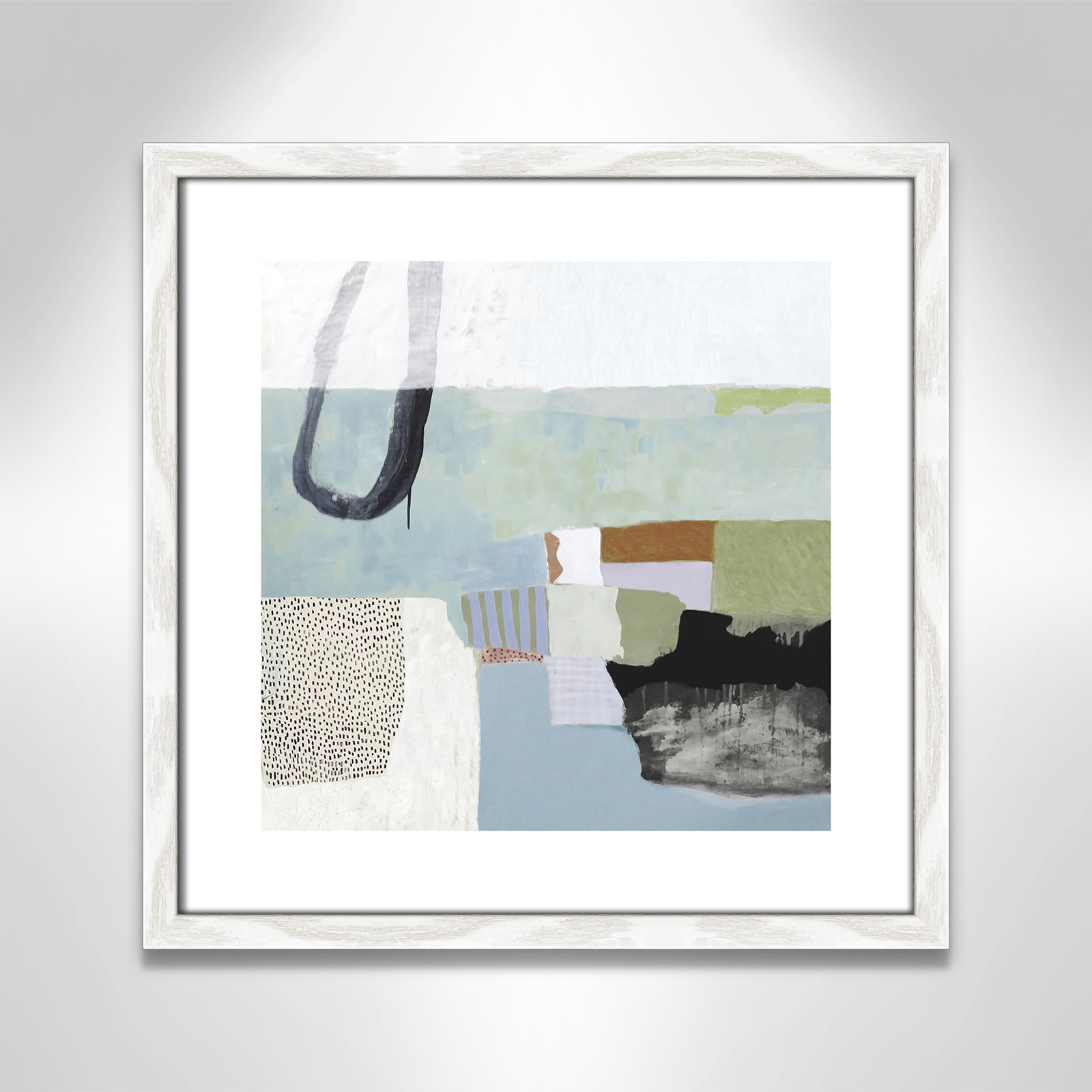 Blue Rhythm by Nathaniel Mather - Painting Print, White, White Wood Grain Framed Paper, 18.25" H x 18.25" W x 0.75" D