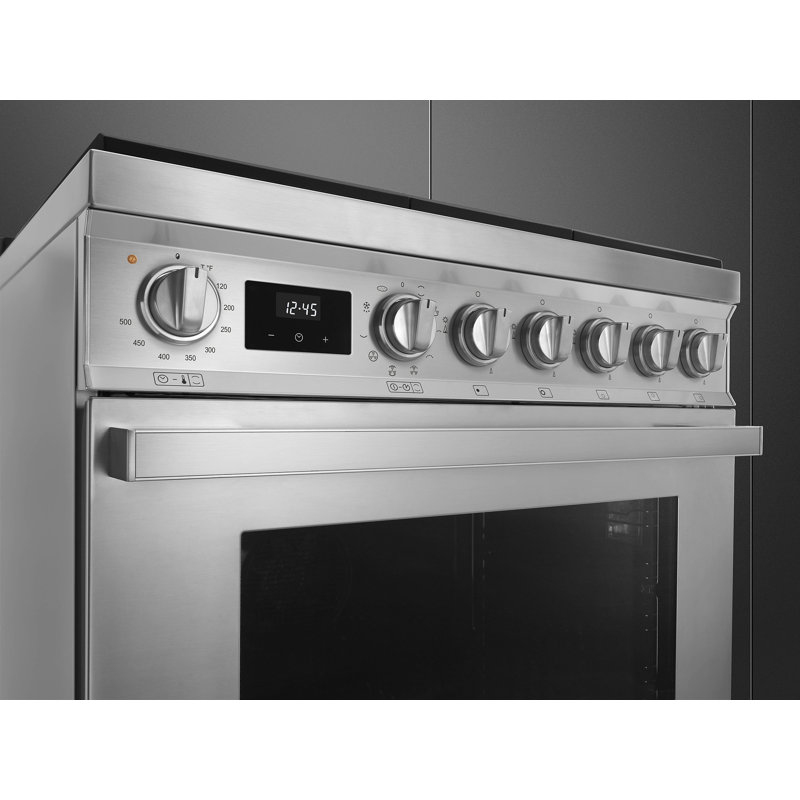 SMEG Cuisinière à gaz autoportante 30 po 3,6 pi³ Portofino, Acier inoxydable