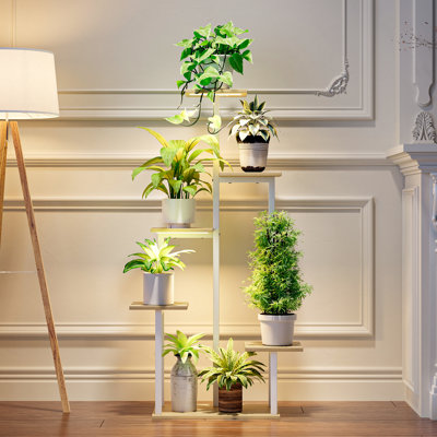 40.5"H 6 Tiered Indoor Metal Plant Stand With Grow Light