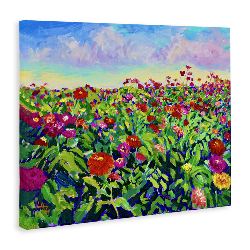 Toile «Hot Summer Blooms», conception par Lee Ann Zirbes, H 16 po x l 20 po