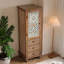 Armoire de rangement rustique en bois avec porte découpée décorative et 3 tiroirs, grand organisateur étroit pour le salon, la chambre à coucher