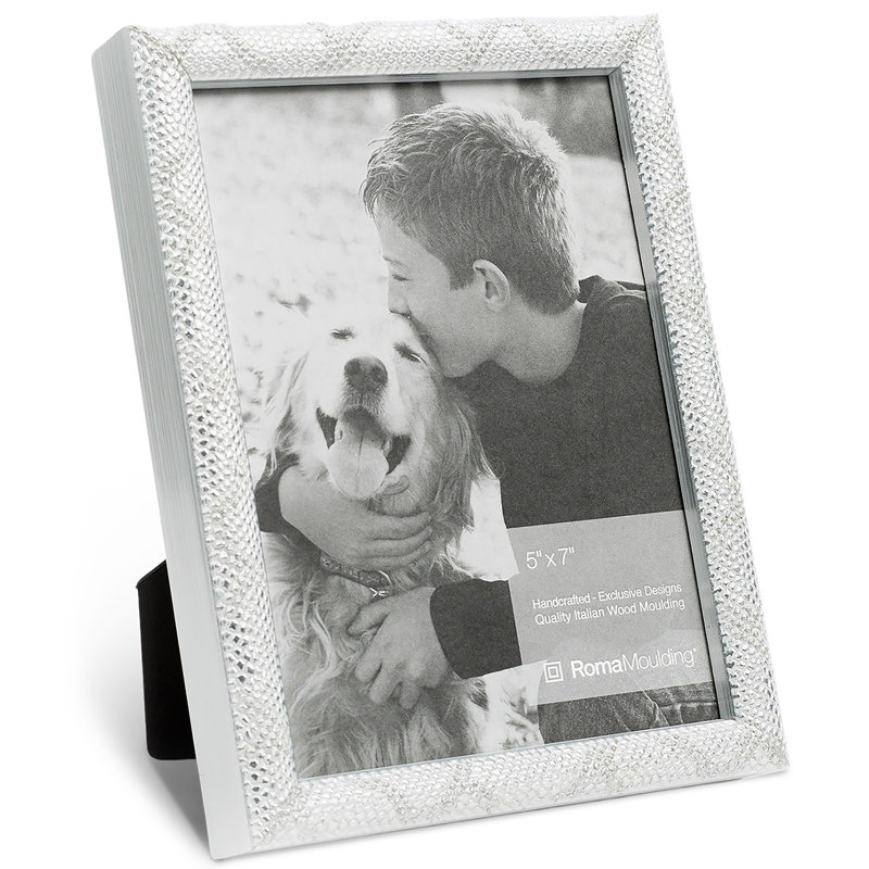 Cadre pour photo simple en bois embossé, Argent, 4 po x 6 po