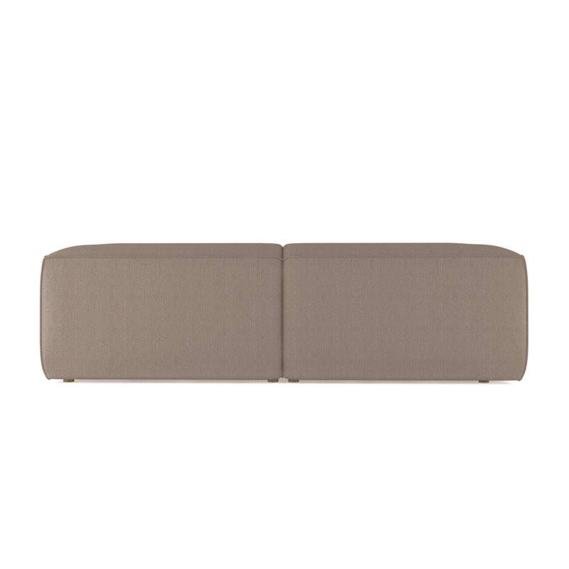 Varick Leather Sofa, Dark Brown, Box Weave Linen Pumice