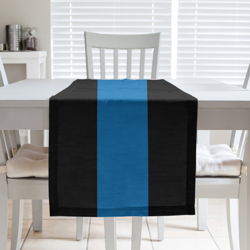 Chemin de table basket New York, L 90 po x l 16 po, Noir / bleu / noir, Polyester sergé