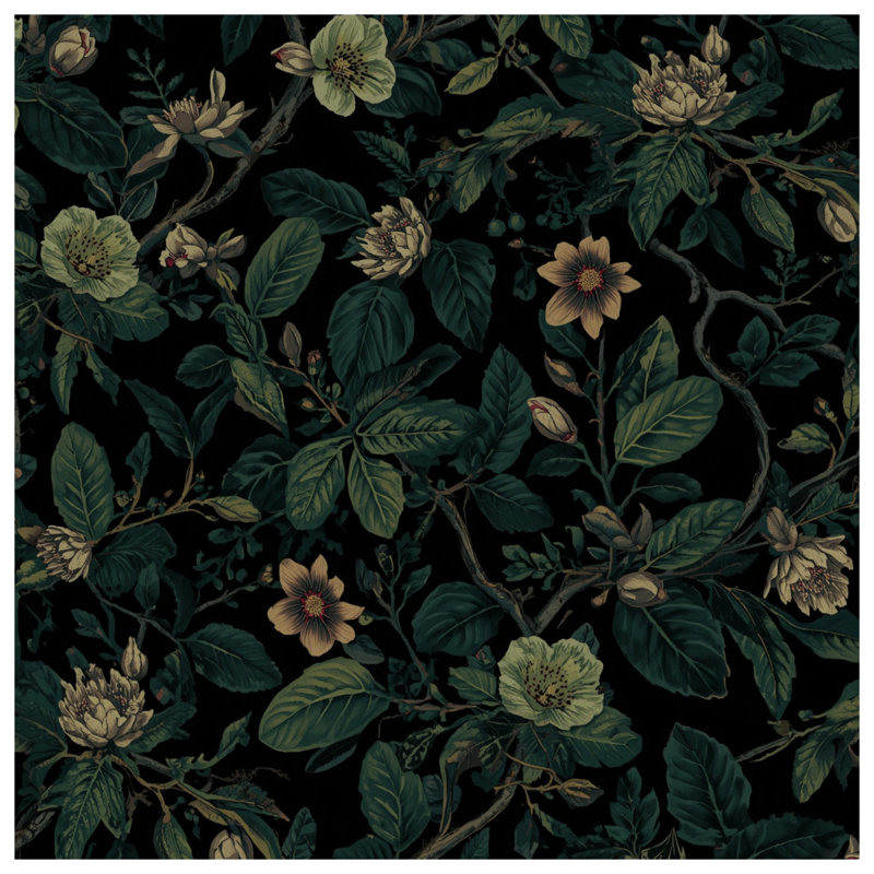 Édredon foncé à motif floral botanique, Grand lit