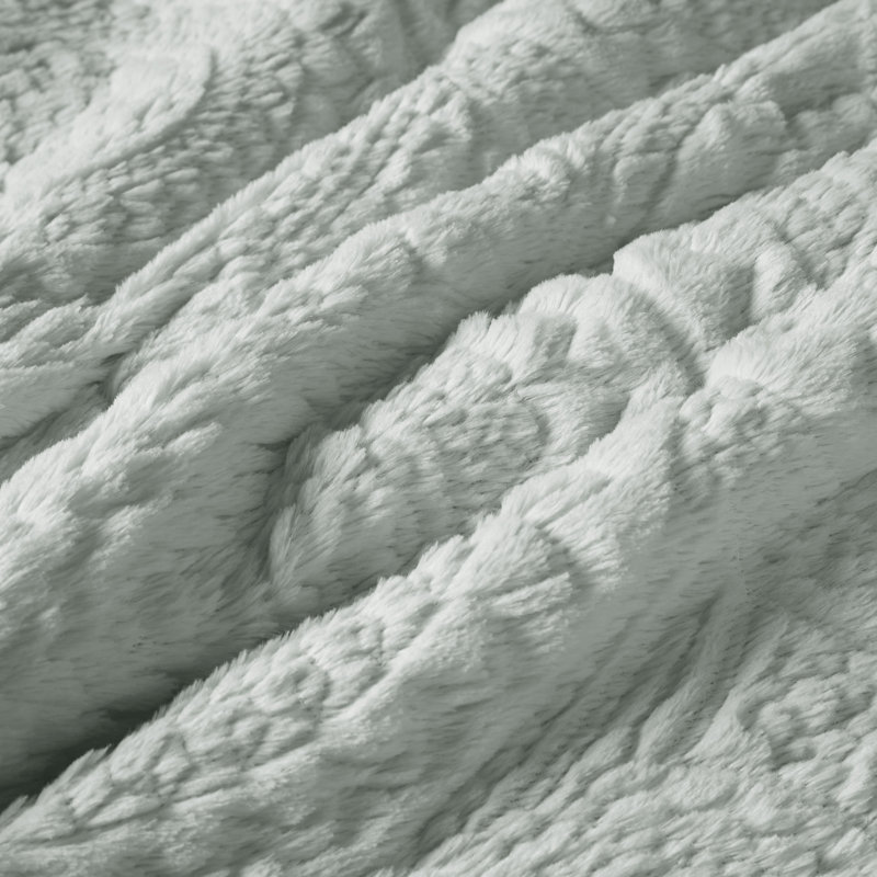 Ivory Twin Faux Fur Reversible Comforter Set