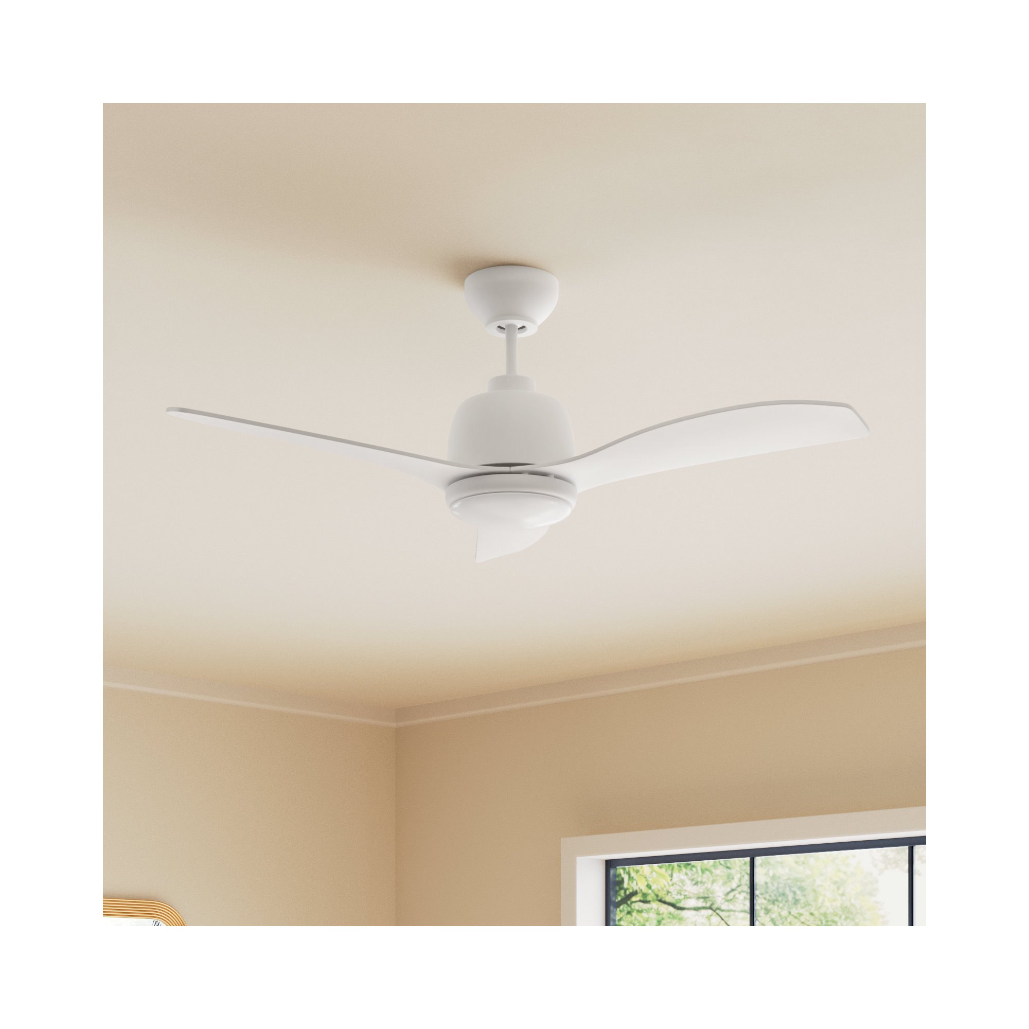 44'' Ceiling Fan with LED Light Kit, 12.18" H x 44" W x 44" D, White, White