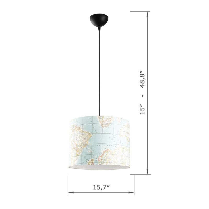 Adjustable Height Metal Body Single Pendant With Fabric Cap