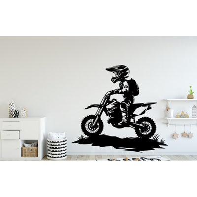 Adhésif décoratif petit garçon motocross, autocollant mural vélo, art mural Motocross, chambre d'enfant, décoration murale chambre d'enfant 048DE