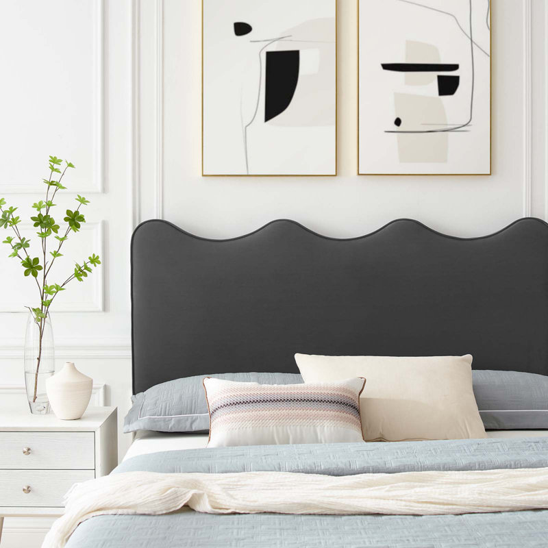 Lit plateforme en velours actuel Performance par Modway, Gris anthracite, Double