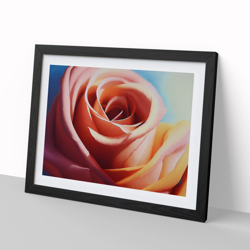 Joyous Rose Flower - Single Picture Frame Print, 46cm H x 64cm W x 2cm D, Black