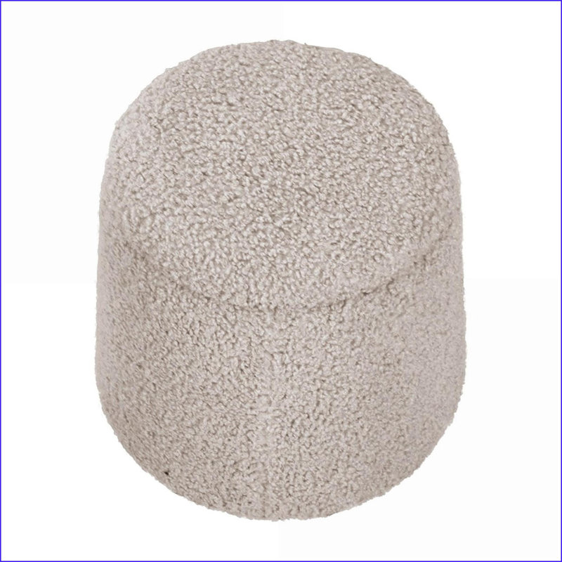 Rangement pour repose-pieds avec tissu bouclé doux | Pas d'assemblage | Beige | Rembourré