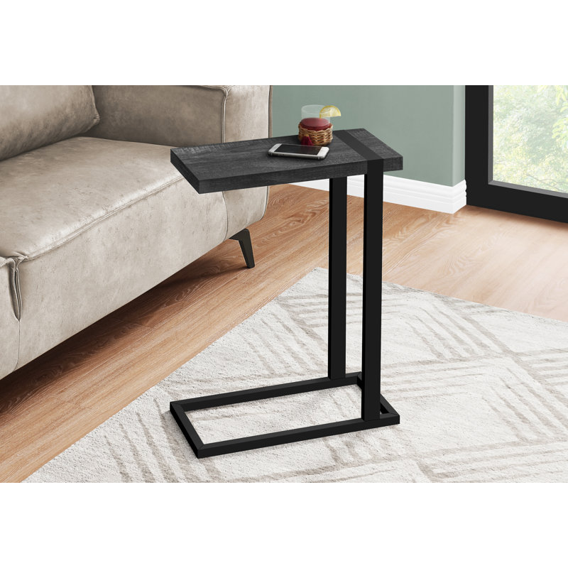 Accent Table, C-shaped, End, Side, Snack, Living Room, Bedroom, Metal, Laminate, Black
