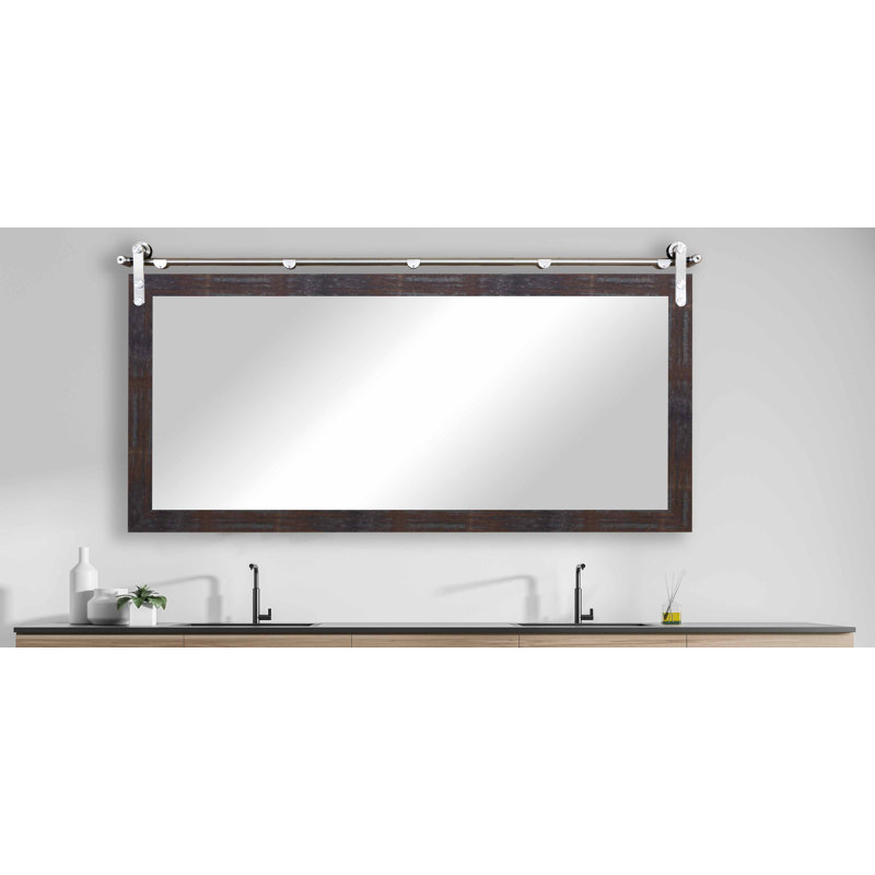 Miroir de salle de bain, Laiton acier industriel, 30,5 po x 51,5 po