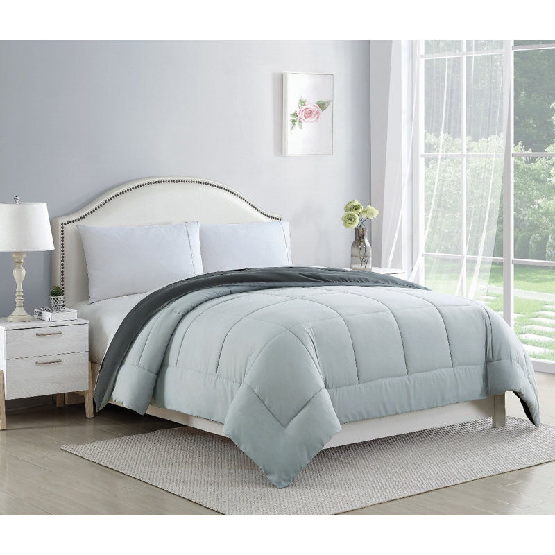 Bibb Home Reversible 2-Tone Down Alternative Comforters, Silver/Gray, Queen