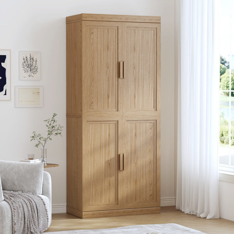 Armoire de rangement avec tablettes réglables Nashaya, Bois naturel, 2 PCs-36"H+36"H
