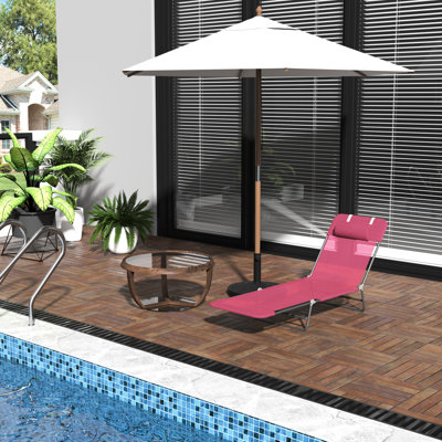 Folding Beach Chair In Pink, With Breathable Mesh Seat And Adjustable Poolside Sun Chair, Foldable For Outdoor