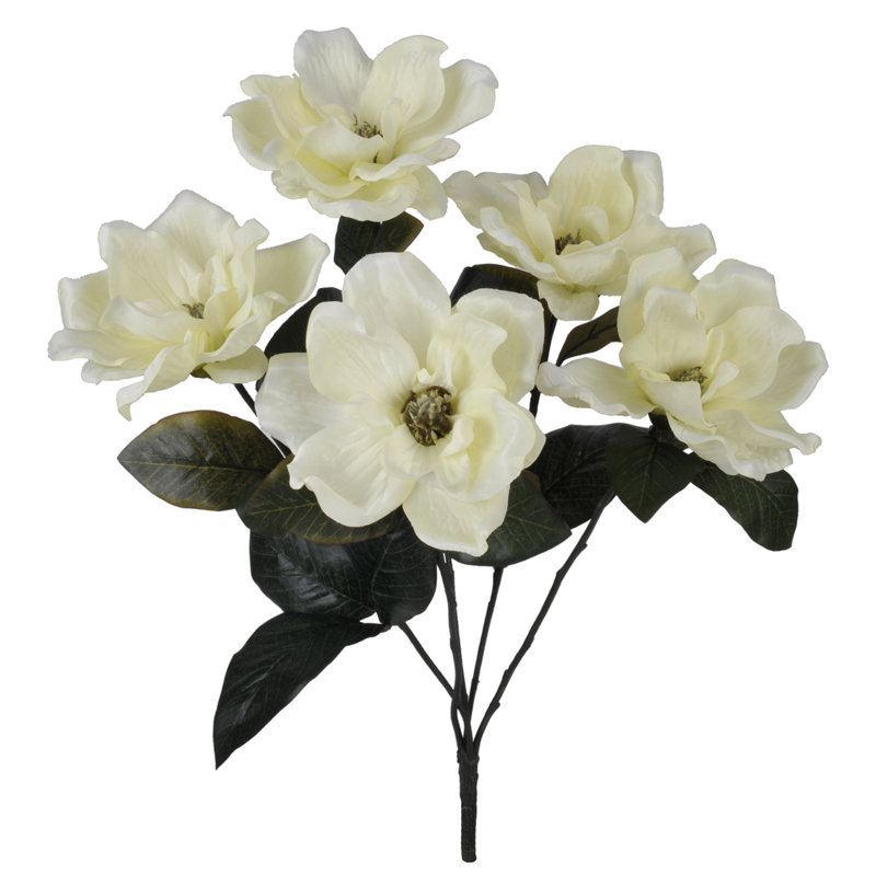 Synthetic Fabric Magnolia Arrangement, Cream
