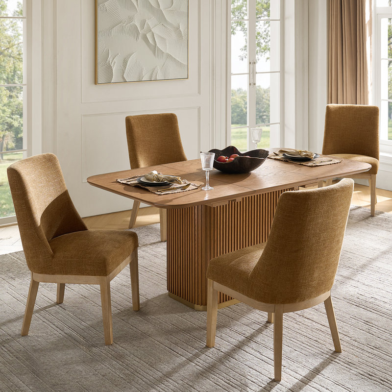 Hedda Farmhouse Solid Wood Dining Chair, 4, Camel