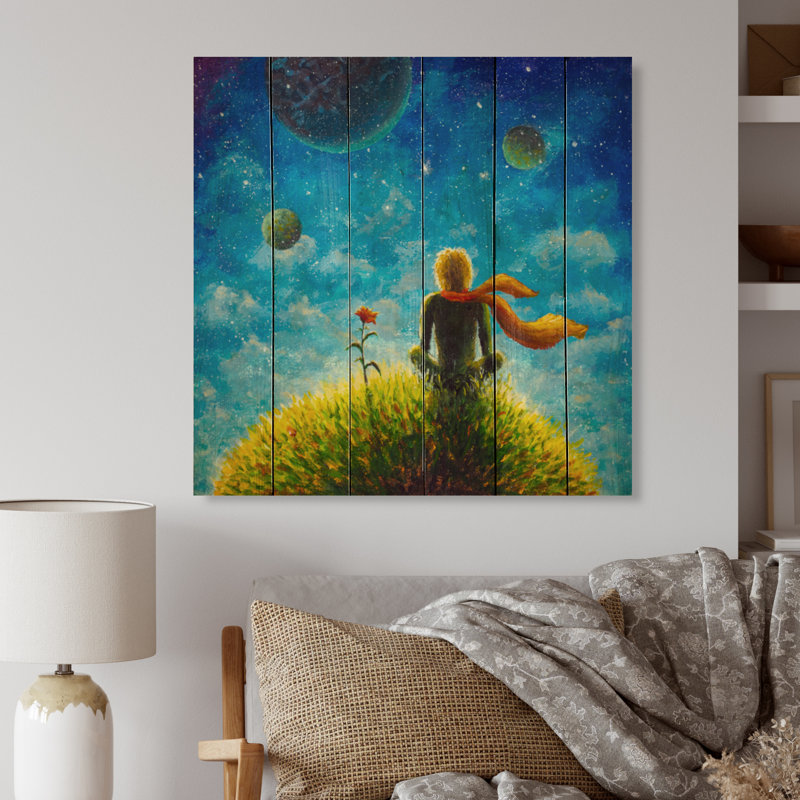 Petit Prince - peinture sur toile, H 16 po x l 16 po x P 1 po
