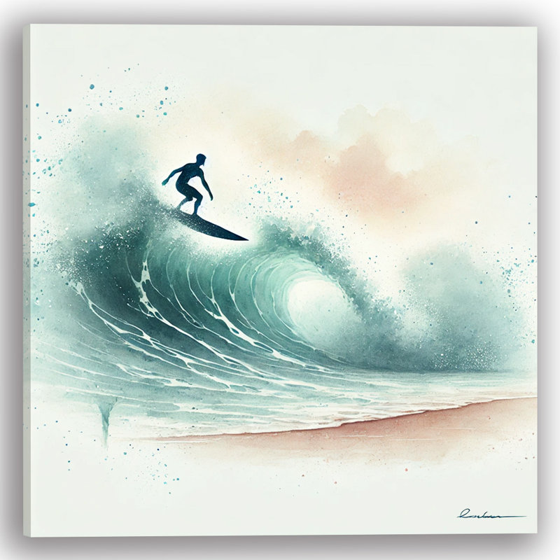 «Sunset Surfing Dream», reproduction d'art sur toile tendue, H 30 po x l 30 po
