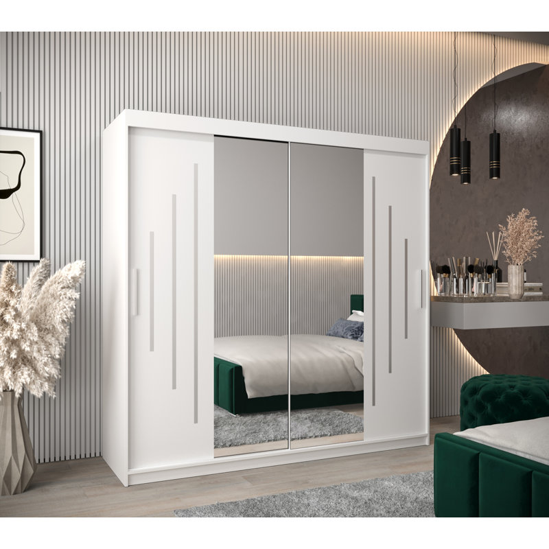 Aubrye 2 Door Manufactured Wood Wardrobe, White Matt