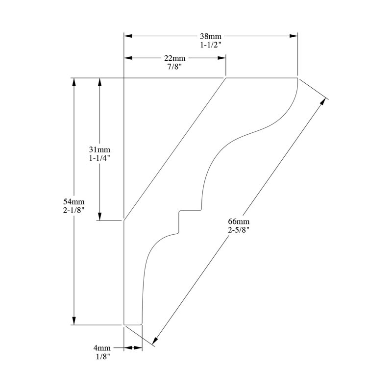 Moulure couronnée 1-9 / 16 po x 2-3 / 16 po x 78-3 / 4 po, 9 Pack