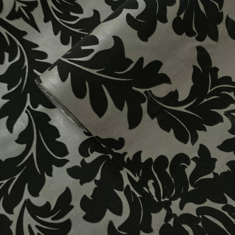 Flocage de revêtements muraux en velours damassé victorien beige