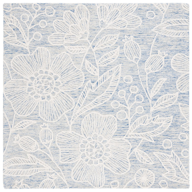 Jardin Hand Tufted Wool Floral Rug, Square 6'