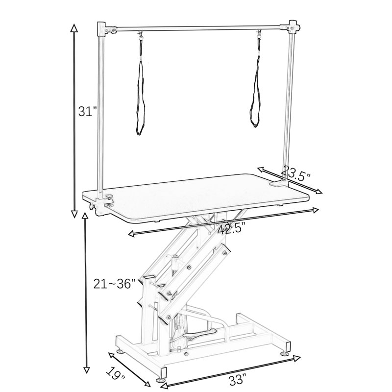Table de toilettage hydraulique pour chien de 43 pouces - Table de séchage réglable pour animaux Z-Lift, Mauve