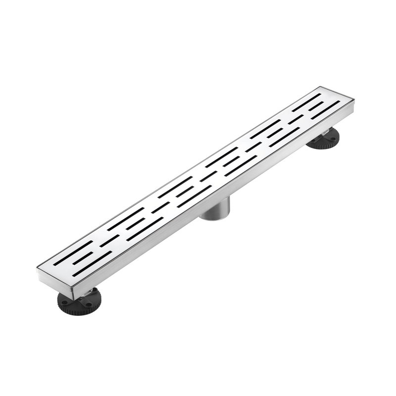 24 po Drain de douche linéaire en acier inoxydable avec couvercle de drain carré en nickel brossé, Nickel