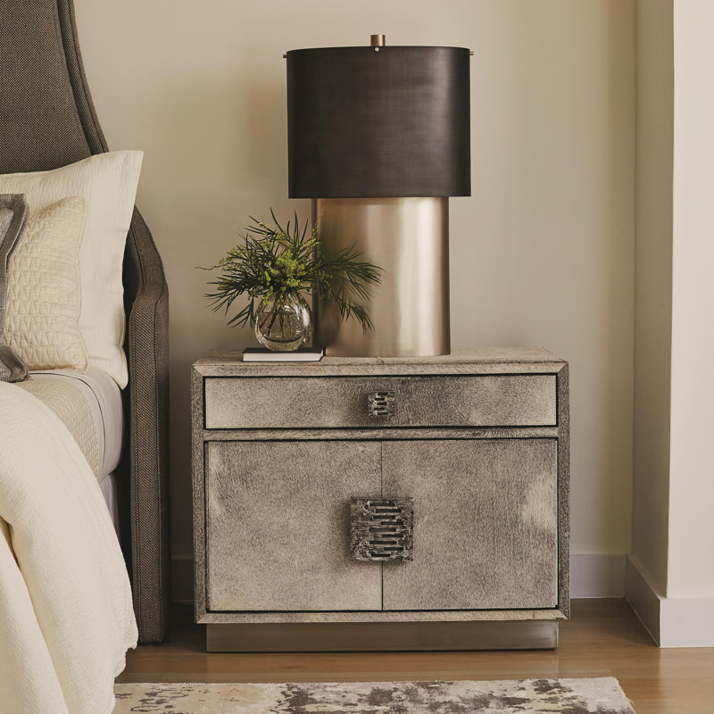 Metro Nightstand-Grey Hair-on-Hide