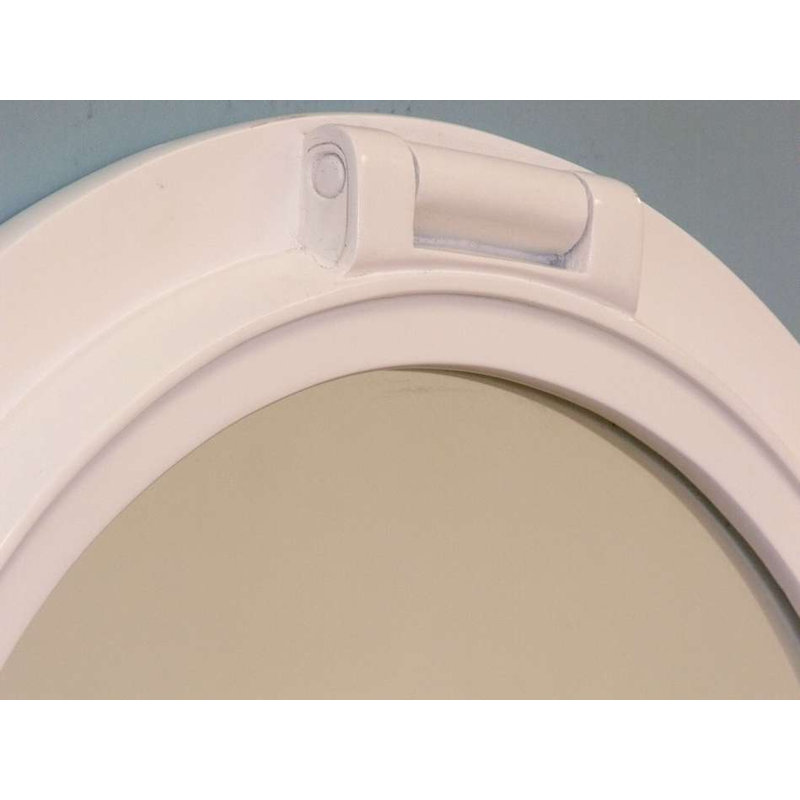 Ellert Wood Round Wall Mirror, 24" H x 24" W, Gloss White