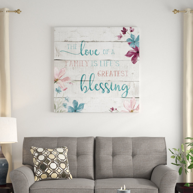 «Family Blessing», art textuel, Toile tendue, H 10 po x l 10 po x P 1,5 po