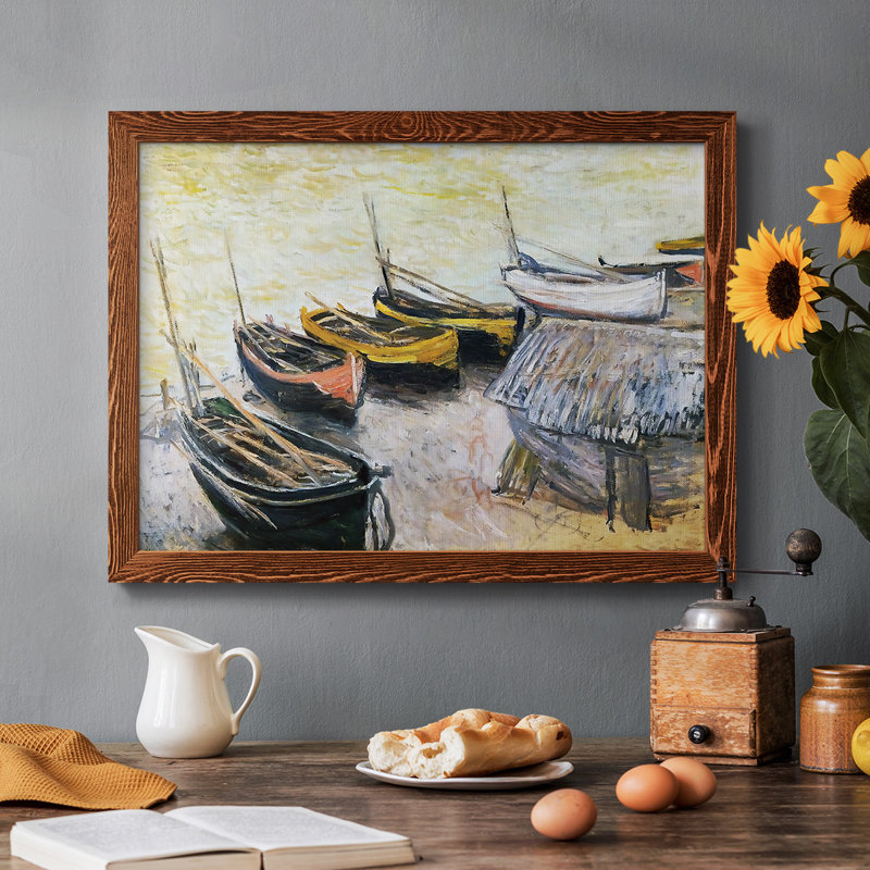 Bateaux sur la plage, 1883 - Reproduction de photo sur toile simple, Érable, H 18 po x l 26 po