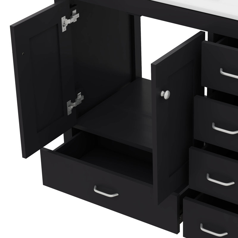 Meuble-lavabo de salle de bain 36 po avec lavabo 36 po - 5 tiroirs, Noir