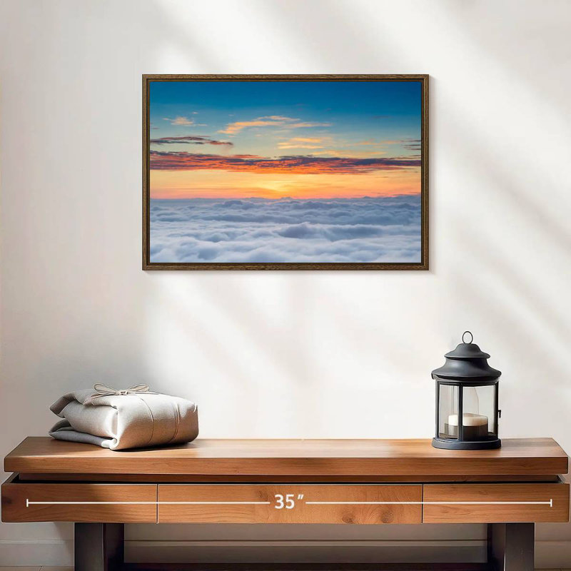 Sunscape Cloudscape, 19 po x 13 po, Cadre flottant noyer