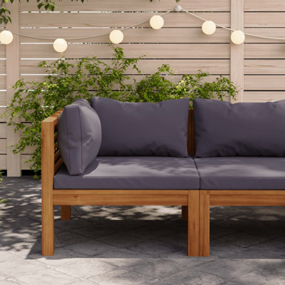 Canapé d'angle modulaire moyen en bois d'acacia massif gris foncé 27,2 po x 27,2 po x 24,6 po