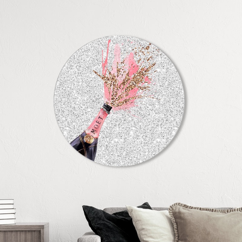 Sparkly Champagne Round Print, 40" H x 40" W