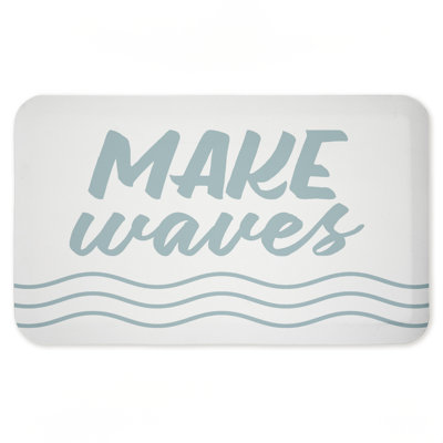 Tapis de sol anti-fatigue imprimé bleu Make Waves, par Lettred and Lined