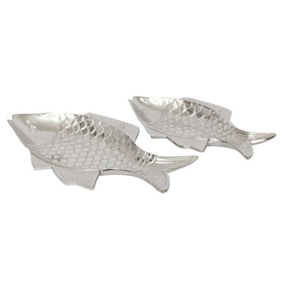 Ensemble de 2 plateaux à poissons en métal