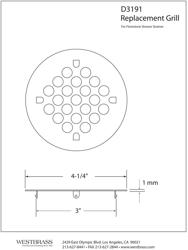 Shower Drain Cover, Brass Construction, 4-1/4 inches Outside Diameter  (Brushed Nickel)