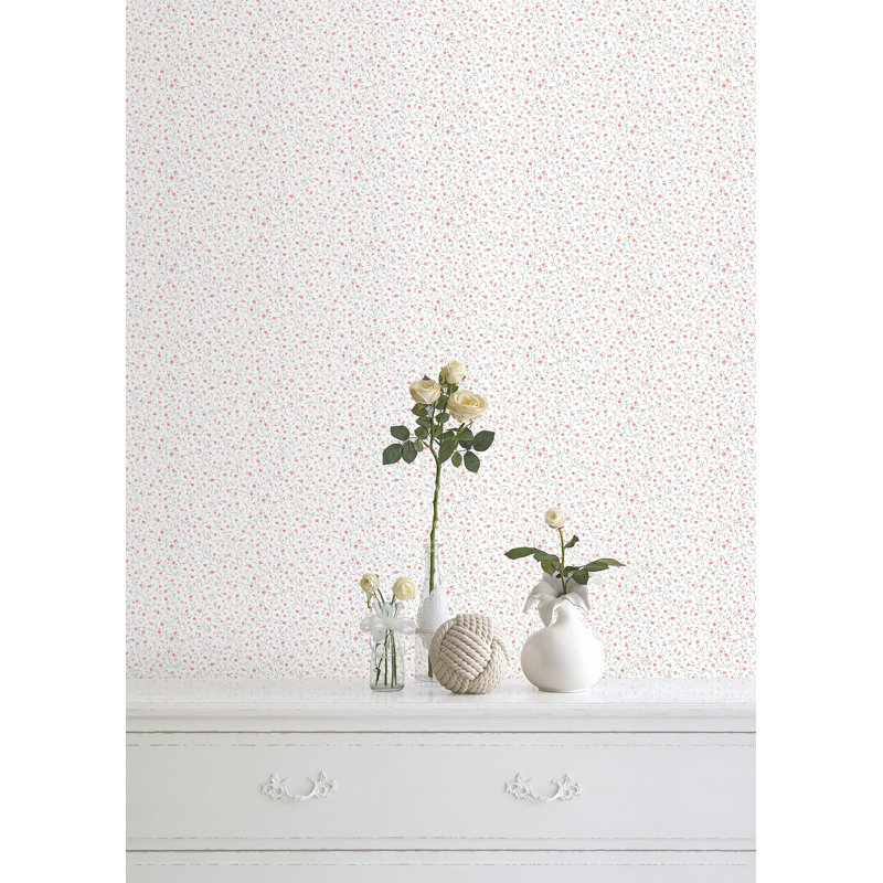 Pretty Prints Mini Floral Wallpaper Roll, Grey