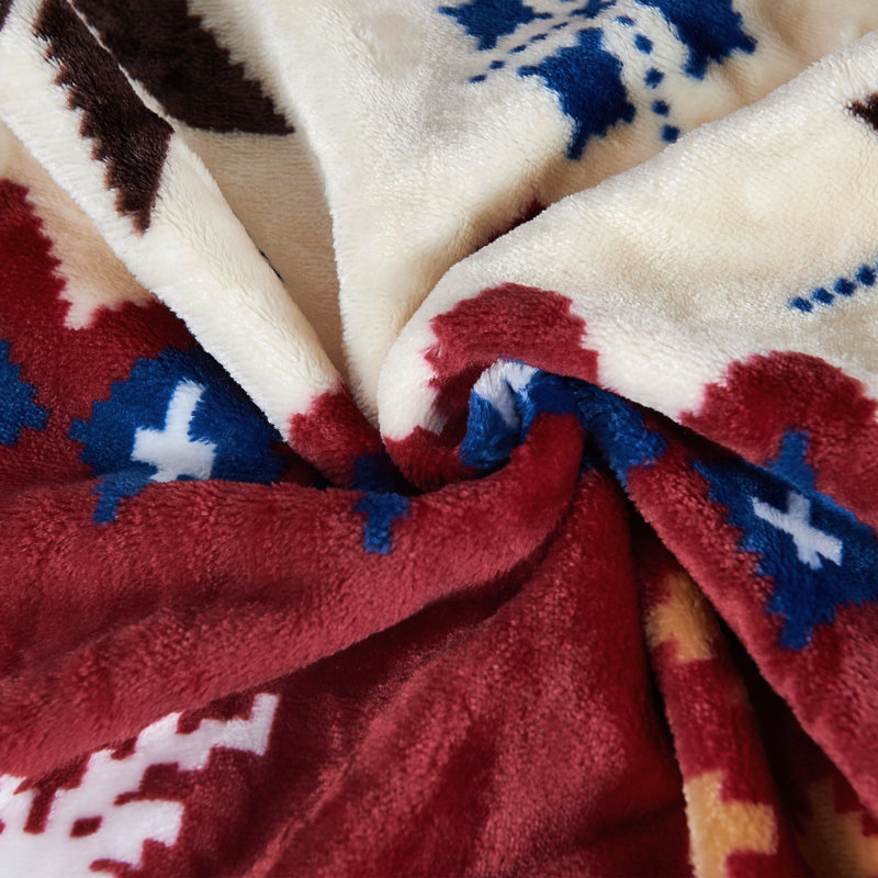 Throw Blanket, Burgundy Christmas Deer, Twin